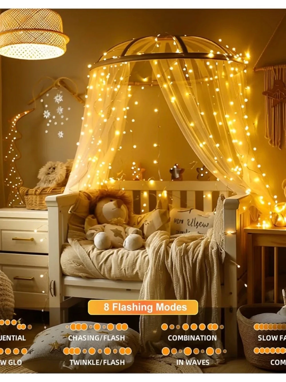 4 Pack Rechargeable Fairy String Lights 50 LED Warm White 8 Modes Timer USB